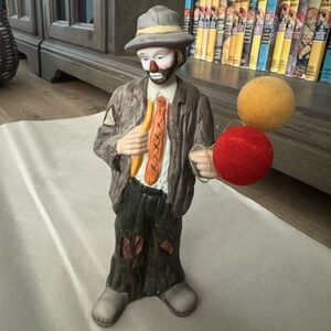 Emmett Kelly Vintage Clown Figurine with Red and Yellow Balloons